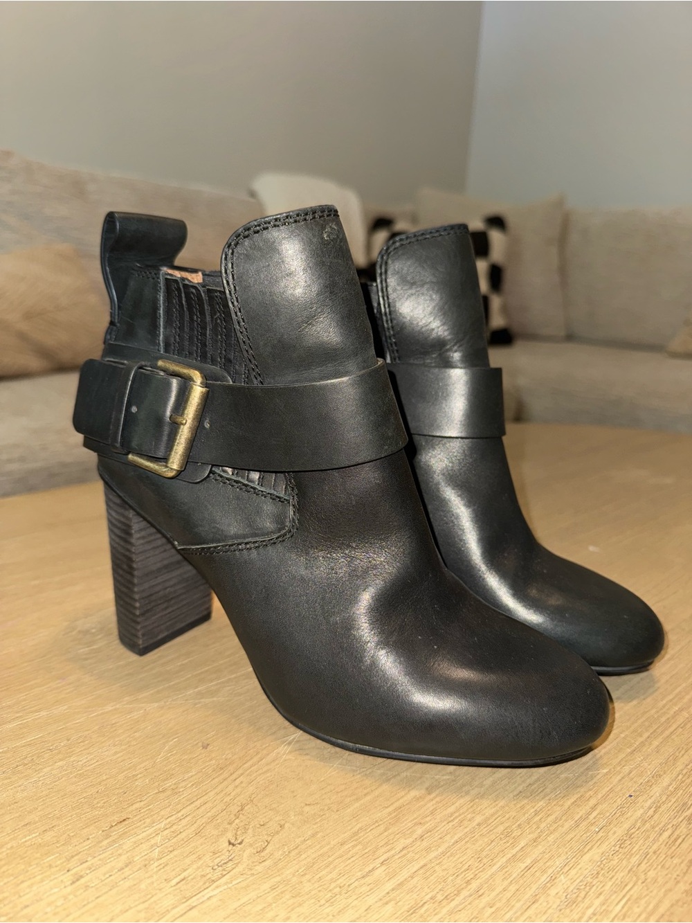 See By Chloe Black Leather Ankle Booties with Buckle